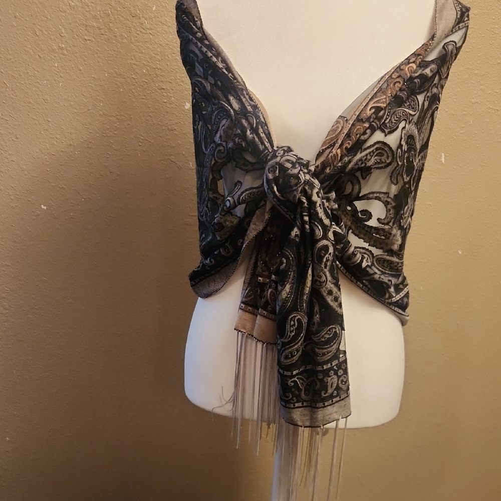 Elegant Black and Gold Paisley Scarf